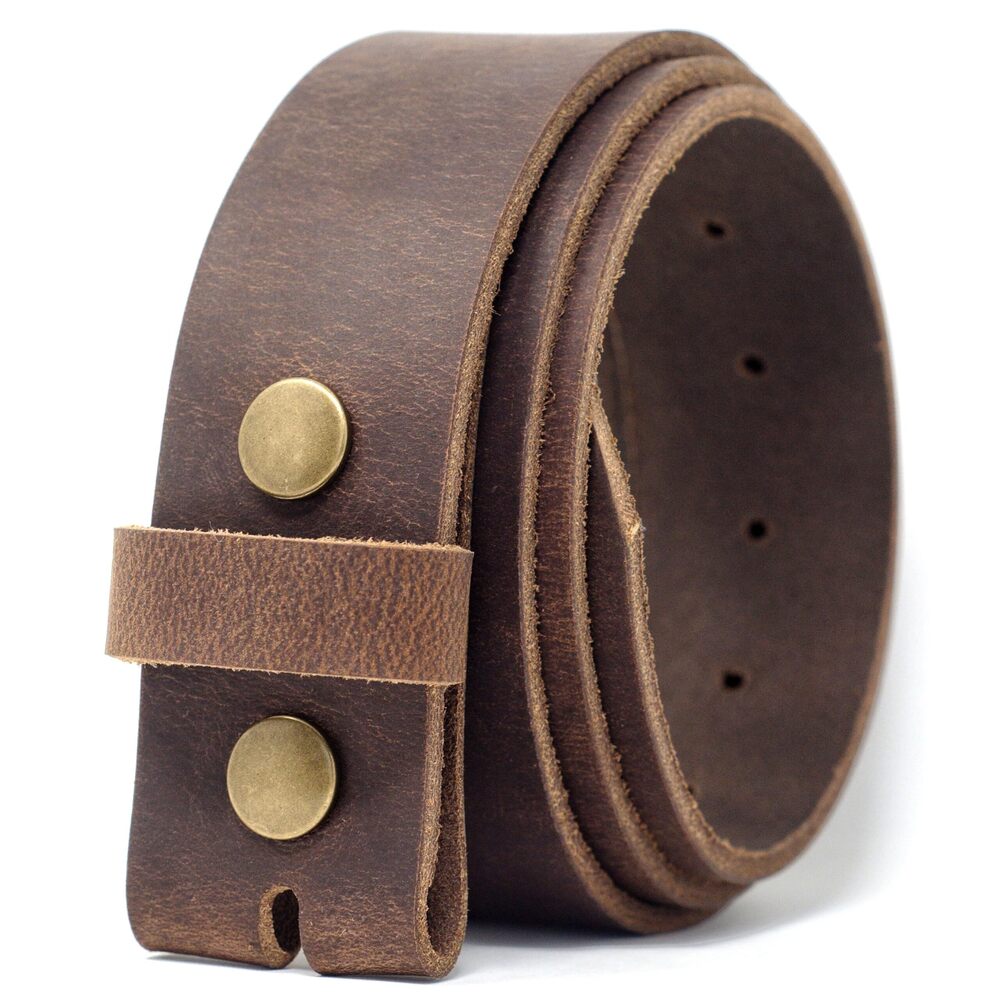 5665 40mm Full Grain Hide Leather Snap On Belt- Vintage Brown Xl- Made